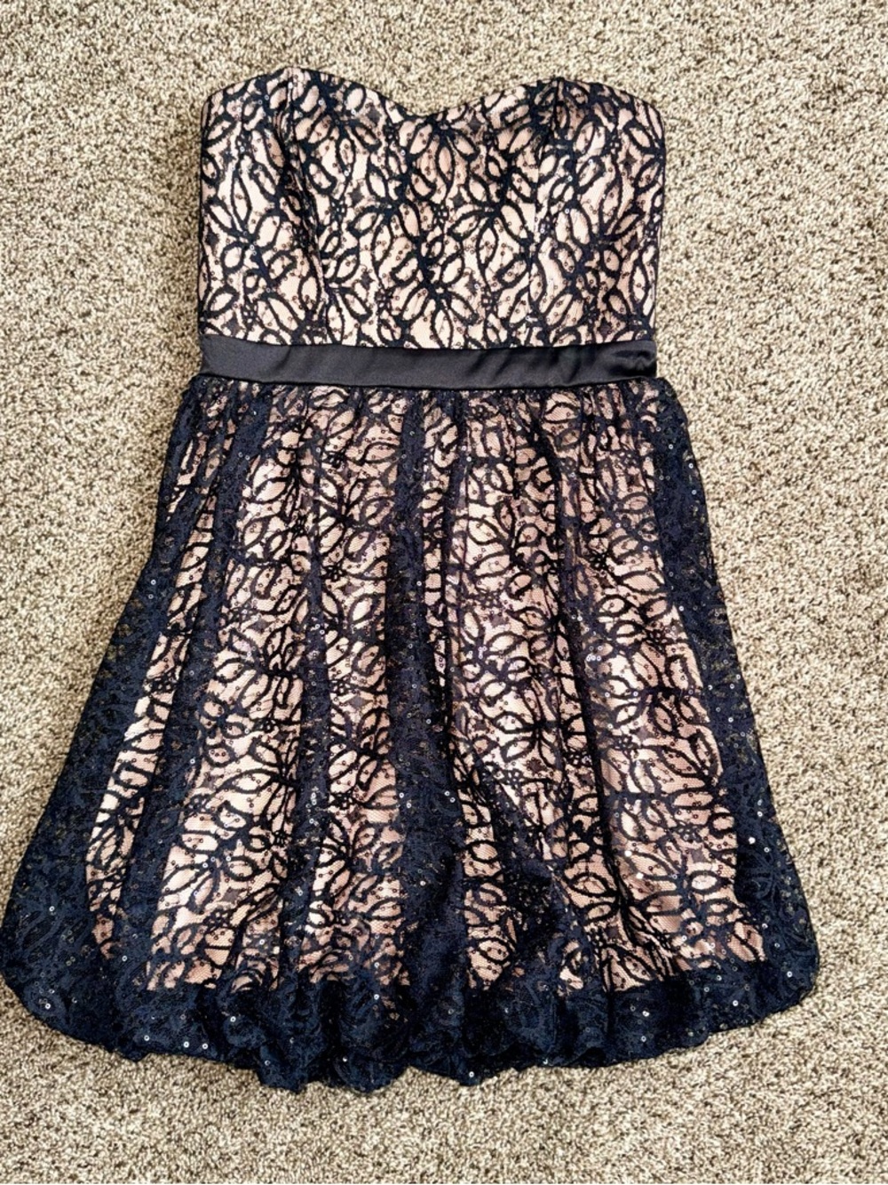 Speechless Strapless Lace Dress Black Nude Juniors Size 1 Cocktail Party prom